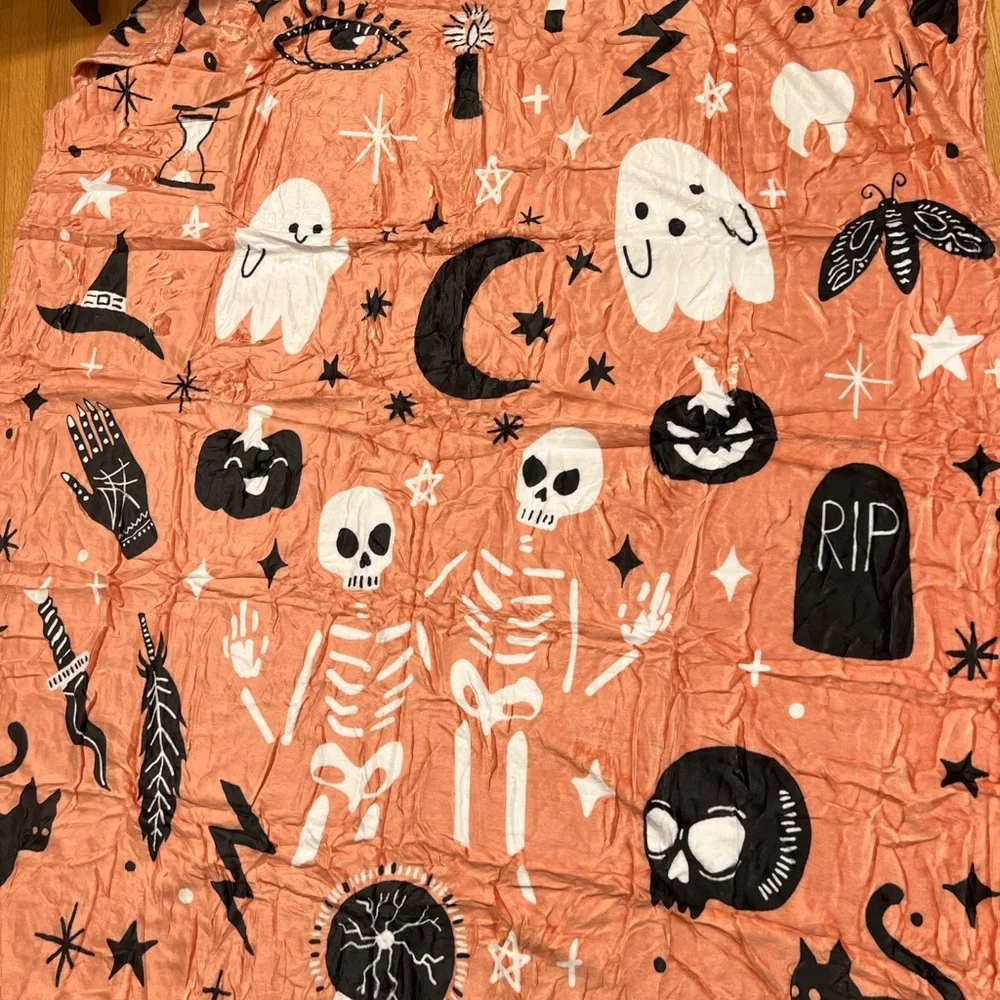 Halloween Themed Blanket with Skeletons and Ghosts